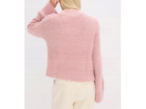 B.P.C włochaty sweter różowy z przędzy piórkowej 32/34.