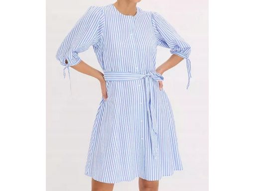 B.P.C sukienka bawełniana biała w drobne pionowe paski niebieskie ^52