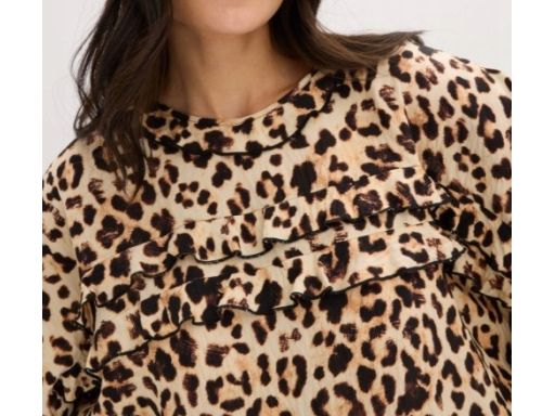 B.P.C luźna bluzka w panterkę z falbankami 50.
