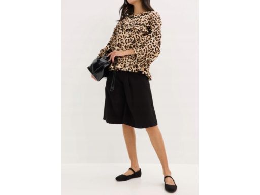 B.P.C luźna bluzka w panterkę z falbankami 50.