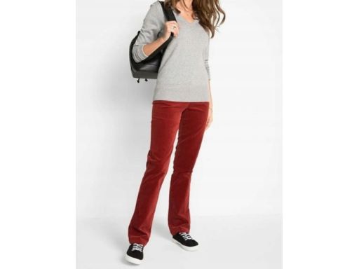 B.P.C spodnie damskie sztruksowe bordowe proste 46.
