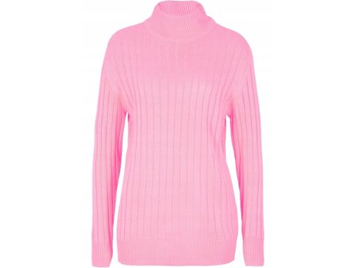 B.P.C różowy sweter prążkowany ze stójką ^40/42