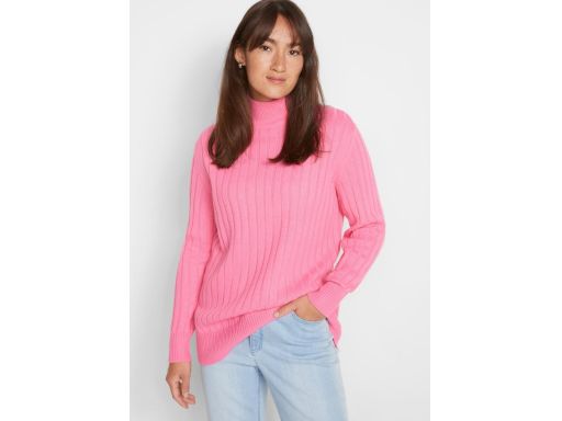 B.P.C różowy sweter prążkowany ze stójką ^40/42