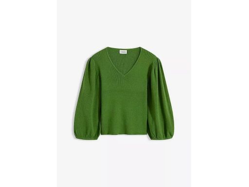 B.P.C bluzka dzianinowa zielona z balonowymi rękawami 3/4 r.44/46