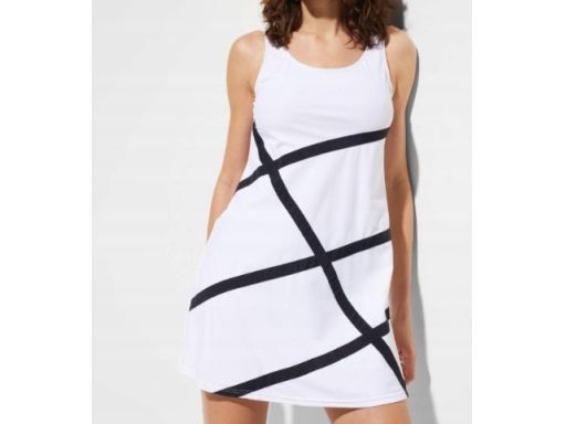 B.P.C sukienka tunika plażowa biała w czarne paski ^48