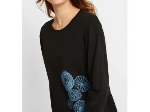 B.P.C bluzka bawełniana czarna z niebieskim nadrukiem 52/54.