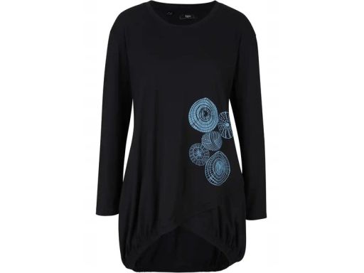 B.P.C bluzka bawełniana czarna z niebieskim nadrukiem 52/54.