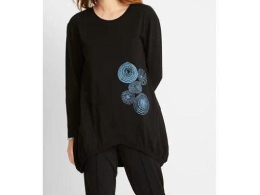 B.P.C bluzka bawełniana czarna z niebieskim nadrukiem 52/54.