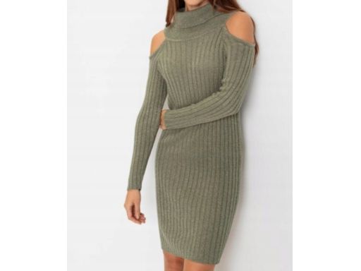 B.P.C sukienka dzianinowa odkryte ramiona ze srebrną nitką ^44/46