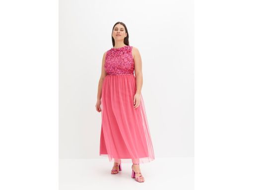B.P.C długa sukienka z cekinami ciemno różowa r.50