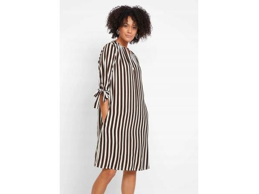 B.P.C sukienka tunikowa w paski biało-brązowa r.40