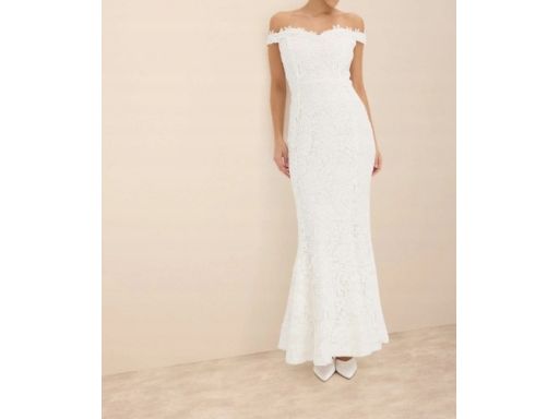 B.P.C suknia ślubna śmietankowa carmen z koronką r.44