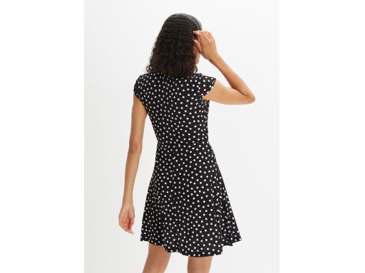 B.P.C sukienka czarna w białe grochy z wycięciami 44/46.