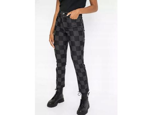 B.P.C spodnie czarno-szare w kratkę r.36