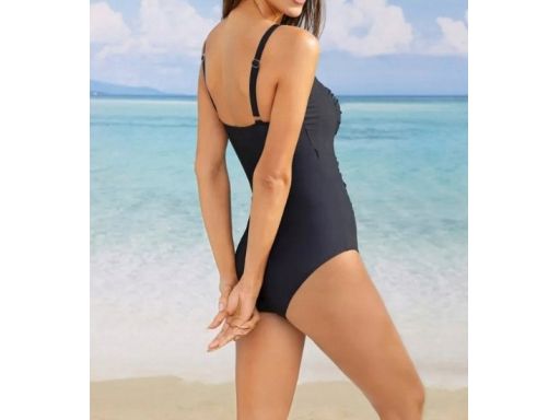 B.P.C kostium kąpielowy shape czarny z marszczeniem i dżetami 40.