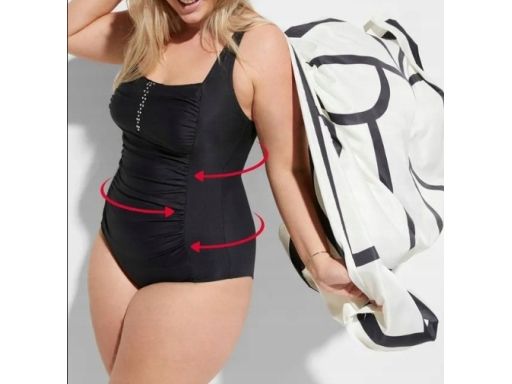 B.P.C kostium kąpielowy shape czarny z marszczeniem i dżetami 40.