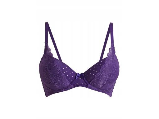 B.P.C biustonosz usztywniany na fiszbinach fioletowy z koronką r.75B
