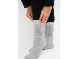 B.P.C. 4-pak skarpety relaksacyjne w prążek wysokie szare 35-38.