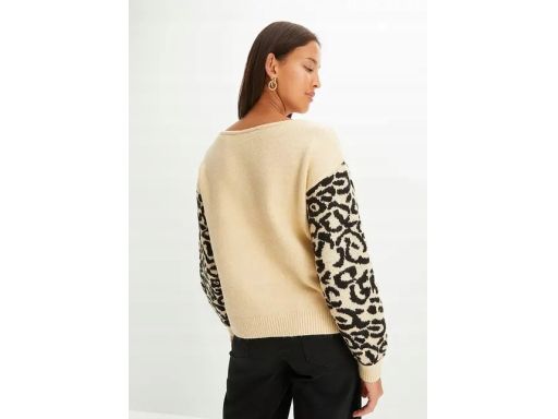 B.P.C sweter beżowy z rękawami w cętki r.44/46