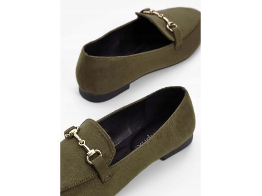 B.P.C półbuty damskie loafersy khaki z eko zamszu r.39