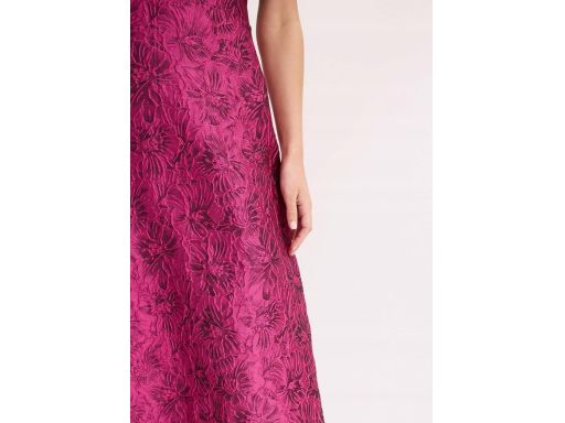 B.P.C sukienka midi 2w1 czarna z różowym dołem we wzór kwiatowy 48.