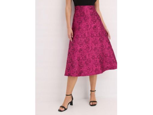 B.P.C sukienka midi 2w1 czarna z różowym dołem we wzór kwiatowy 48.