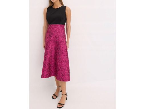 B.P.C sukienka midi 2w1 czarna z różowym dołem we wzór kwiatowy 48.