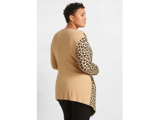 B.P.C sweter kopertowy beżowy z panterką 44/46.