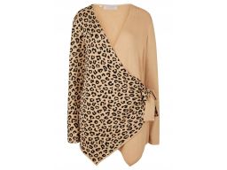 B.P.C sweter kopertowy beżowy z panterką 44/46.