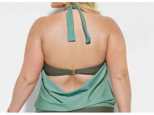 B.P.C top tankini wiązany pistacjowy z biustonoszem r.48