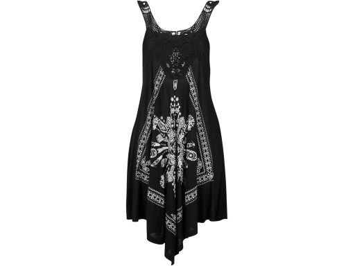 B.P.C sukienka plażowa tunika czarna z białym wzorem asymetryczna ^48/