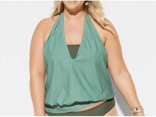 B.P.C top tankini wiązany pistacjowy z biustonoszem r.36