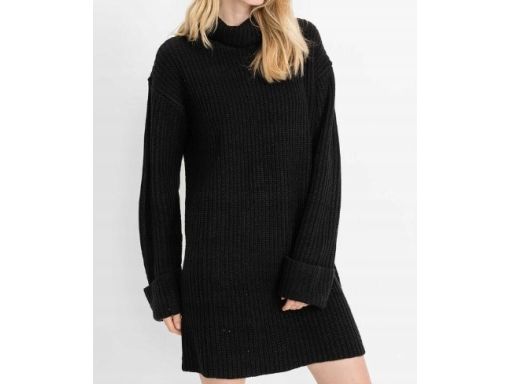 B.P.C sukienka dzianinowa czarna z golfem r.40/42