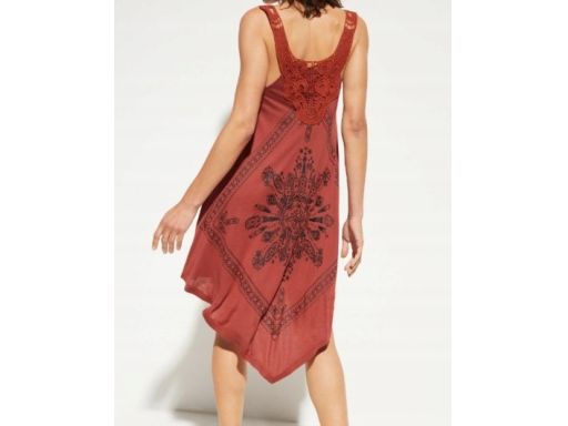 B.P.C sukienka plażowa brązowa z nadrukiem asymetryczna 44/46.