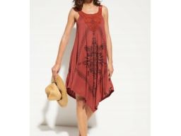 B.P.C sukienka plażowa brązowa z nadrukiem asymetryczna 44/46.