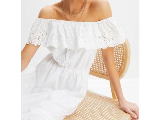 B.P.C biała sukienka z ażurową koronką ^50