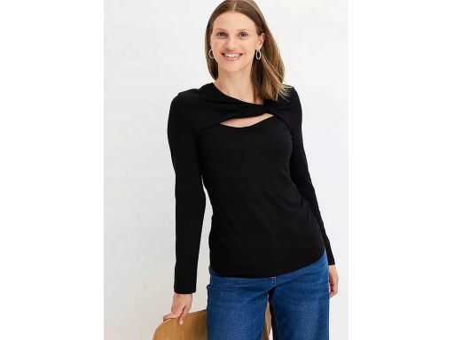 B.P.C czarna bluzka z wiskozy z wycięciem r.40/42