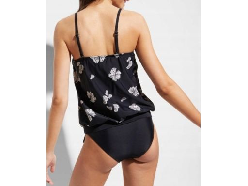 B.P.C czarne tankini z nadrukiem odpinane ramiączka r.44