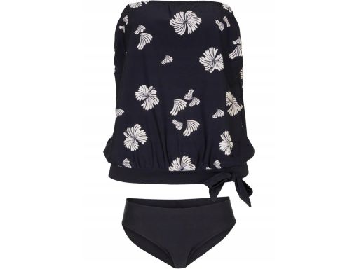 B.P.C czarne tankini z nadrukiem odpinane ramiączka r.44