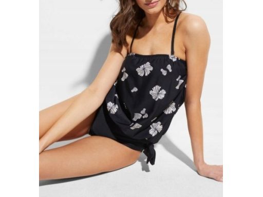 B.P.C czarne tankini z nadrukiem odpinane ramiączka r.44