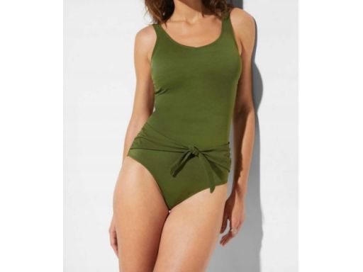 B.P.C stylowy kostium kąpielowy khaki z przewiązaniem r.40