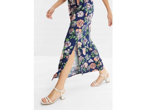 B.P.C długa sukienka granatowa w kolorowe kwiaty r.40/42