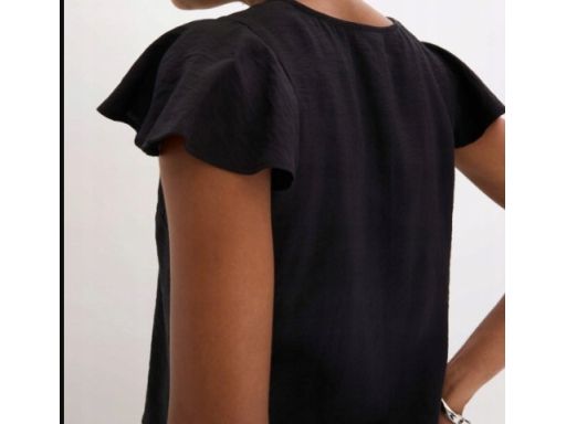 B.P.C czarna bluzka z falbankowymi rękawami 42.