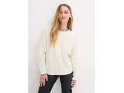 B.P.C sweter śmietankowy z czarną nitką z wełną r.40/42