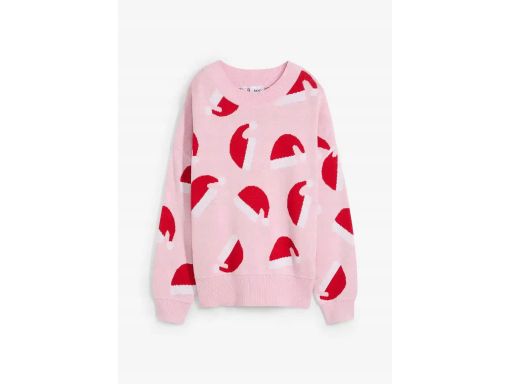 B.P.C sweter dzianinowy różowy w czapki mikołaja świąteczny r.44/46