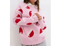 B.P.C sweter dzianinowy różowy w czapki mikołaja świąteczny r.44/46