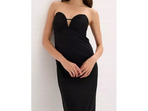 B.P.C czarna sukienka midi ołówkowa z siateczki na ramiączka r.40/42