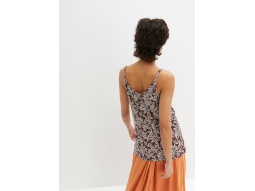 B.P.C top na cienkie ramiączka brązowy w białe wzory ^44/46