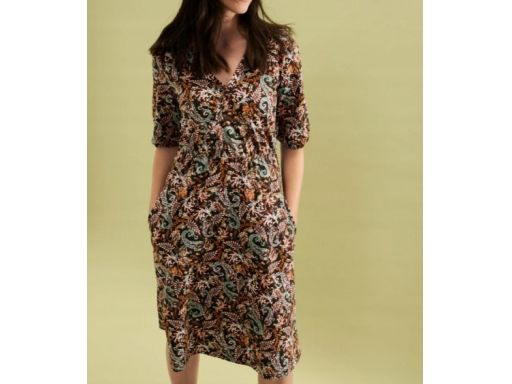 B.P.C sukienka bawełniana kopertowa we wzory midi 36/38.