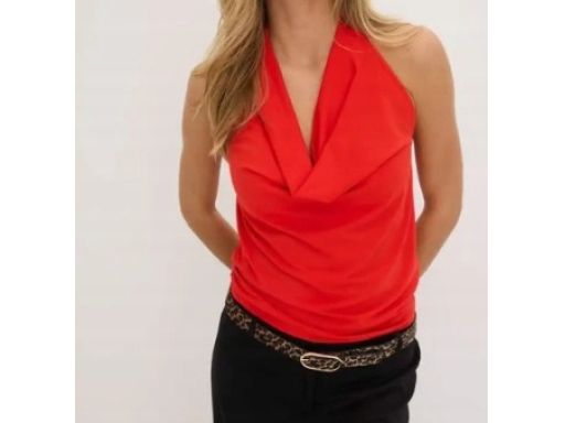 B.P.C czerwony top na szyję z lejącym dekoltem 36/38.